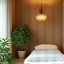 Peaceful massage room with calming decor